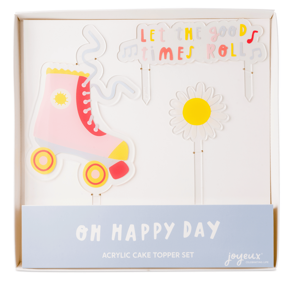 Oh Happy Day Rollerskate Acrylic Cake Topper Set