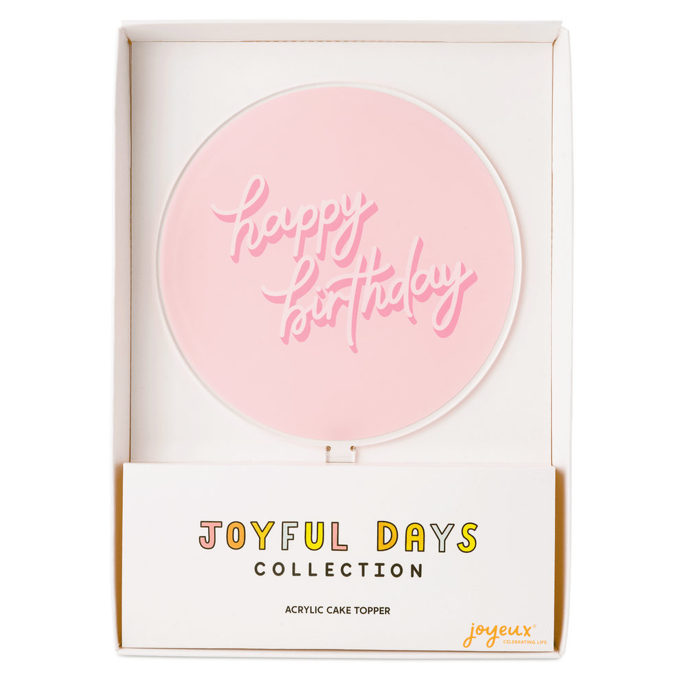 Happy Birthday Pink Acrylic Cake Topper
