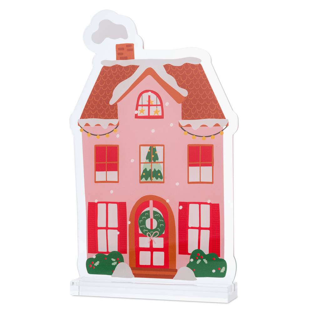 Merry & Bright Acrylic Christmas Village- Pink Townhouse PRE-ORDER