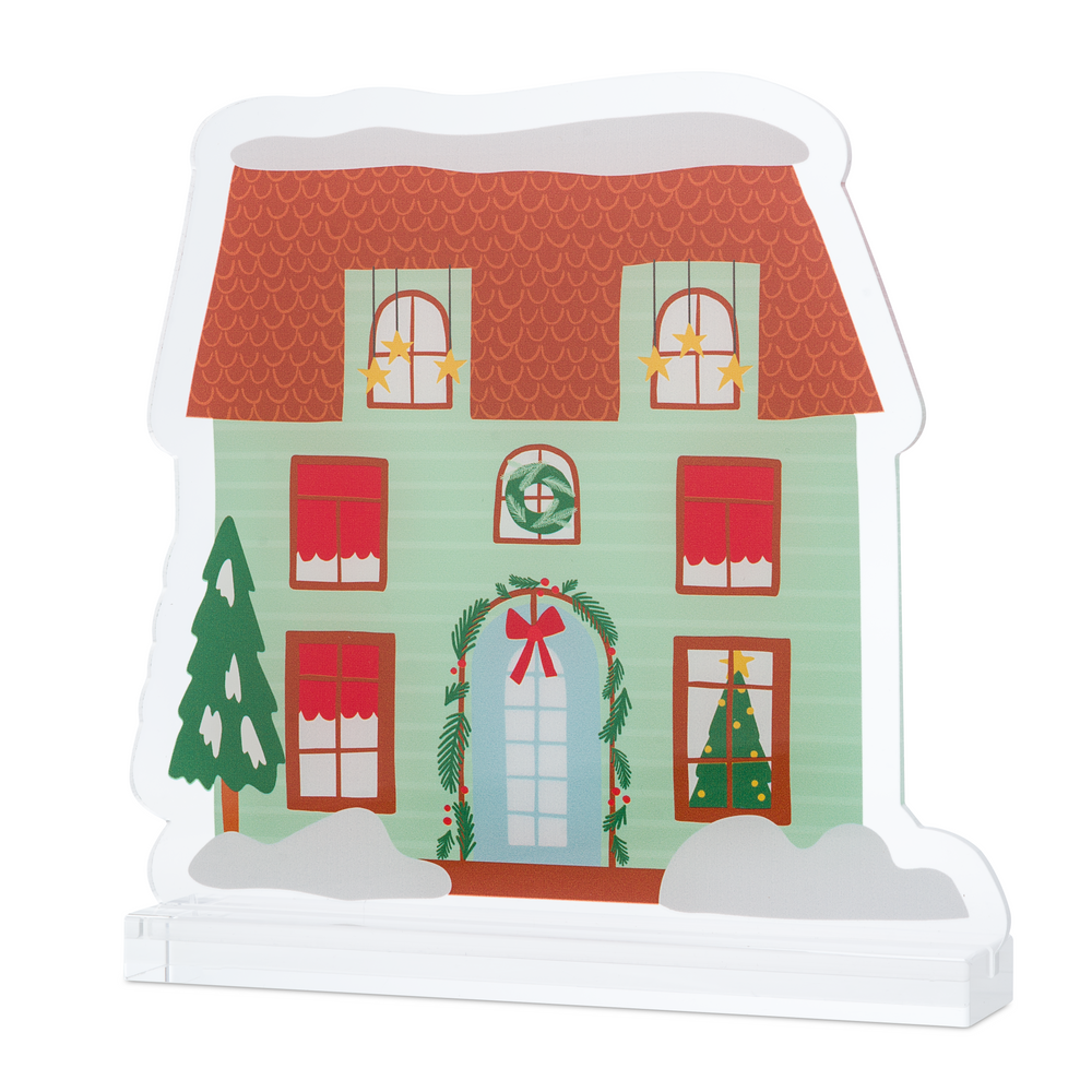 
            
                Load image into Gallery viewer, Merry &amp;amp; Bright Acrylic Christmas Village- Green Townhouse
            
        