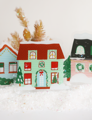 Merry & Bright Acrylic Christmas Village- Green Townhouse