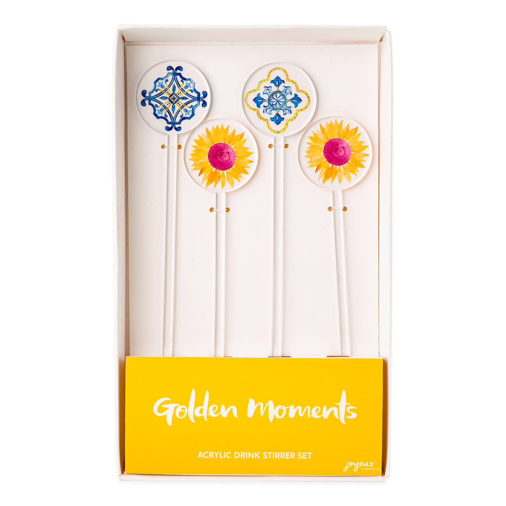 Golden Moments Sunflower Acrylic Drink Stirrers