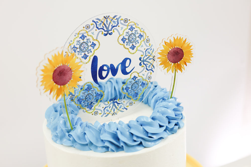 Golden Moments Sunflower Acrylic Cake Topper Set