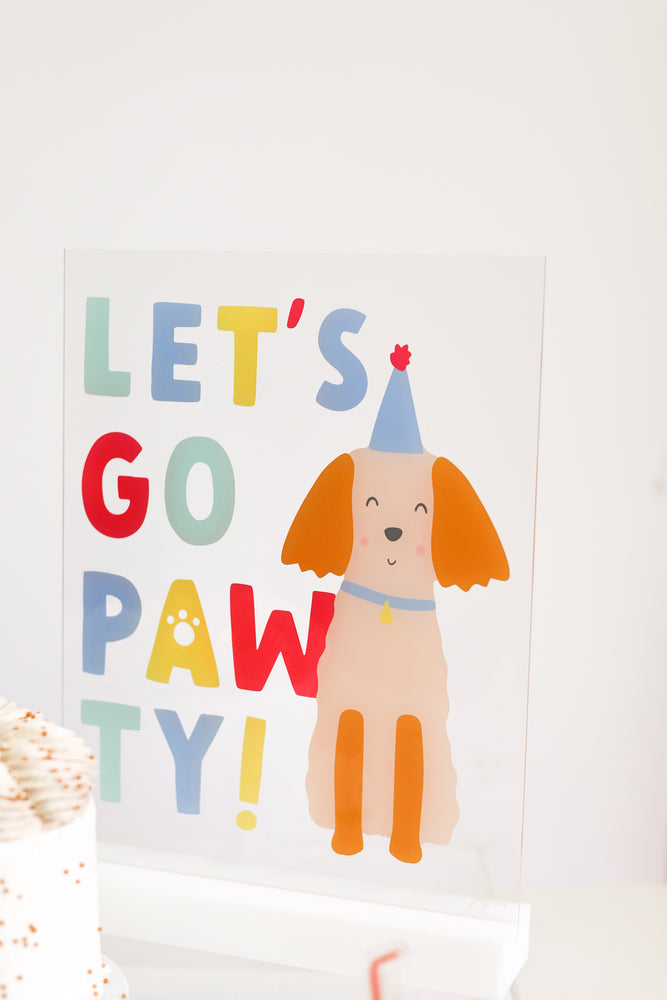 Let's Go Pawty Acrylic Table Top Sign