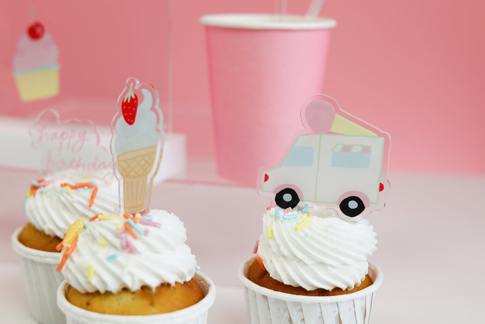 
            
                Load image into Gallery viewer, We All Scream For Ice Cream Acrylic Mini Topper Set
            
        